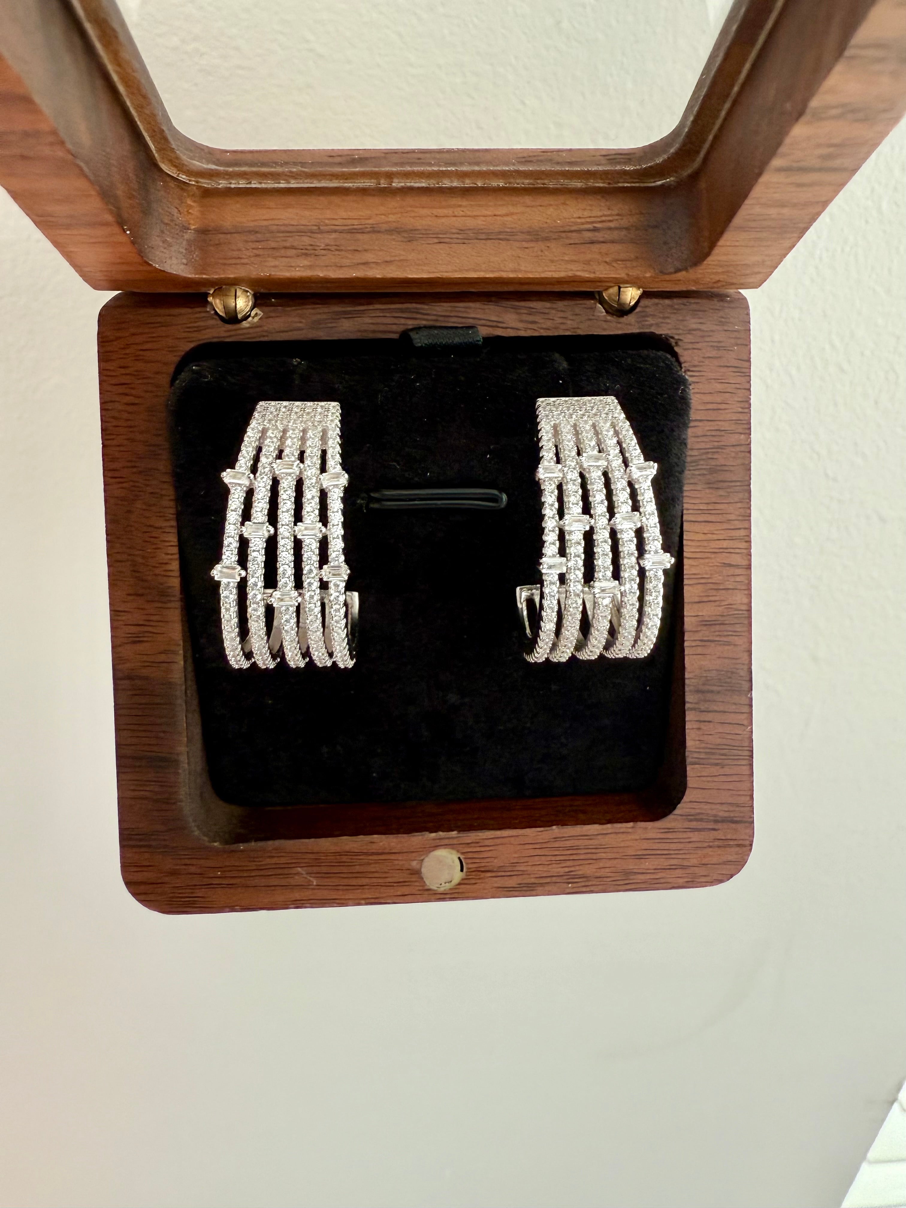 Arden 5 line Diamond Hoops on pure 925 silver