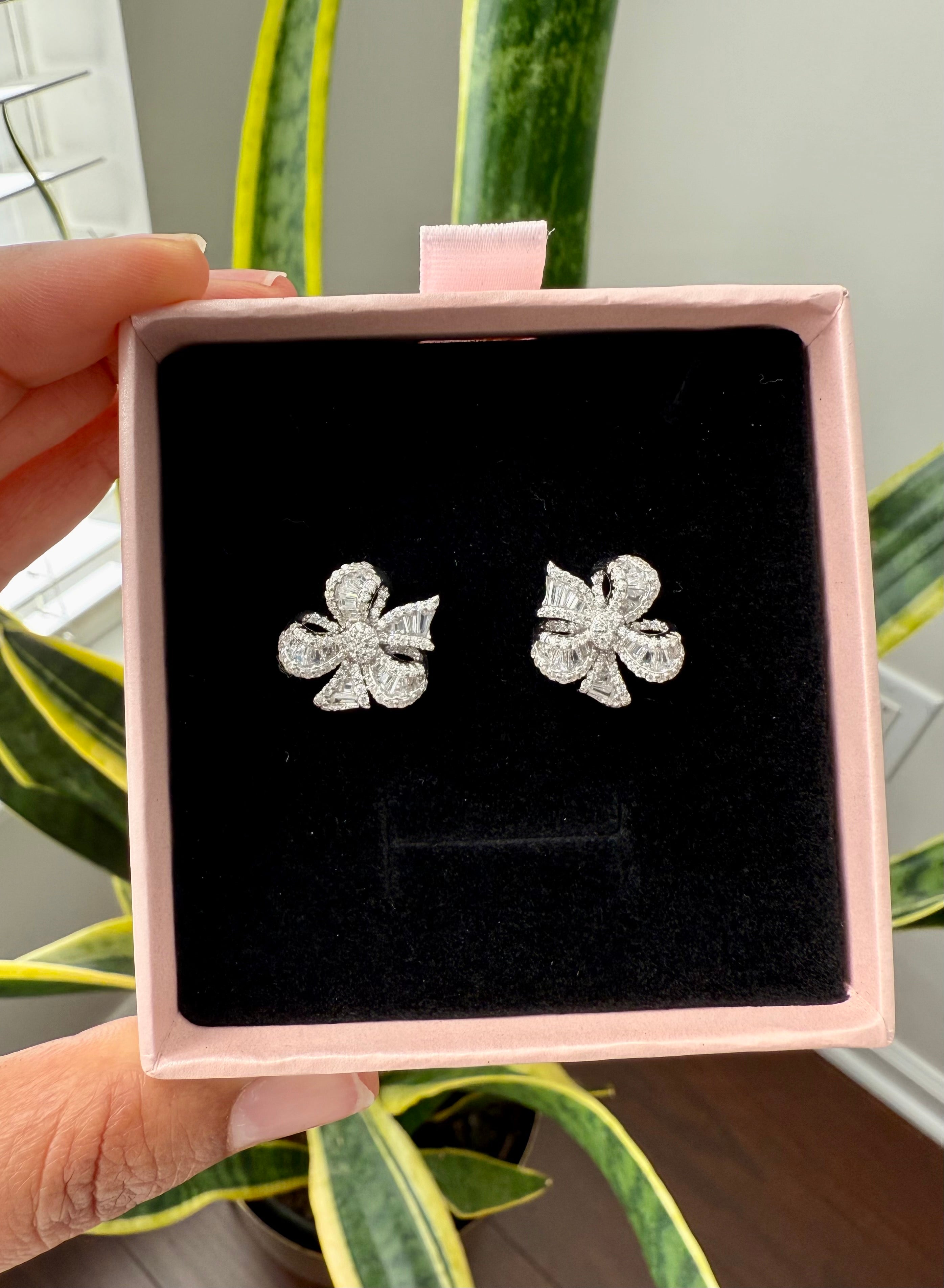 Aural luxury brand inspired earrings in White finish