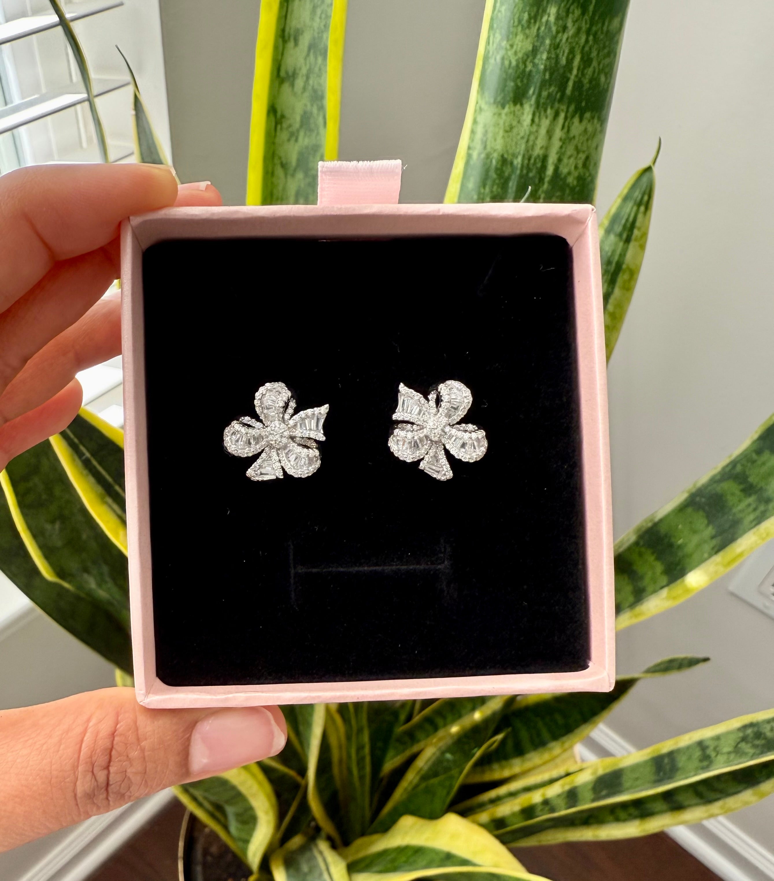 Aural luxury brand inspired earrings in White finish