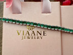 Saine Green Emerald and Diamond Bracelet on pure 925 Silver
