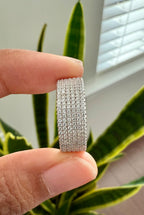 Olyra Solid Diamond Micro Setting Band Ring on Pure 925 Silver