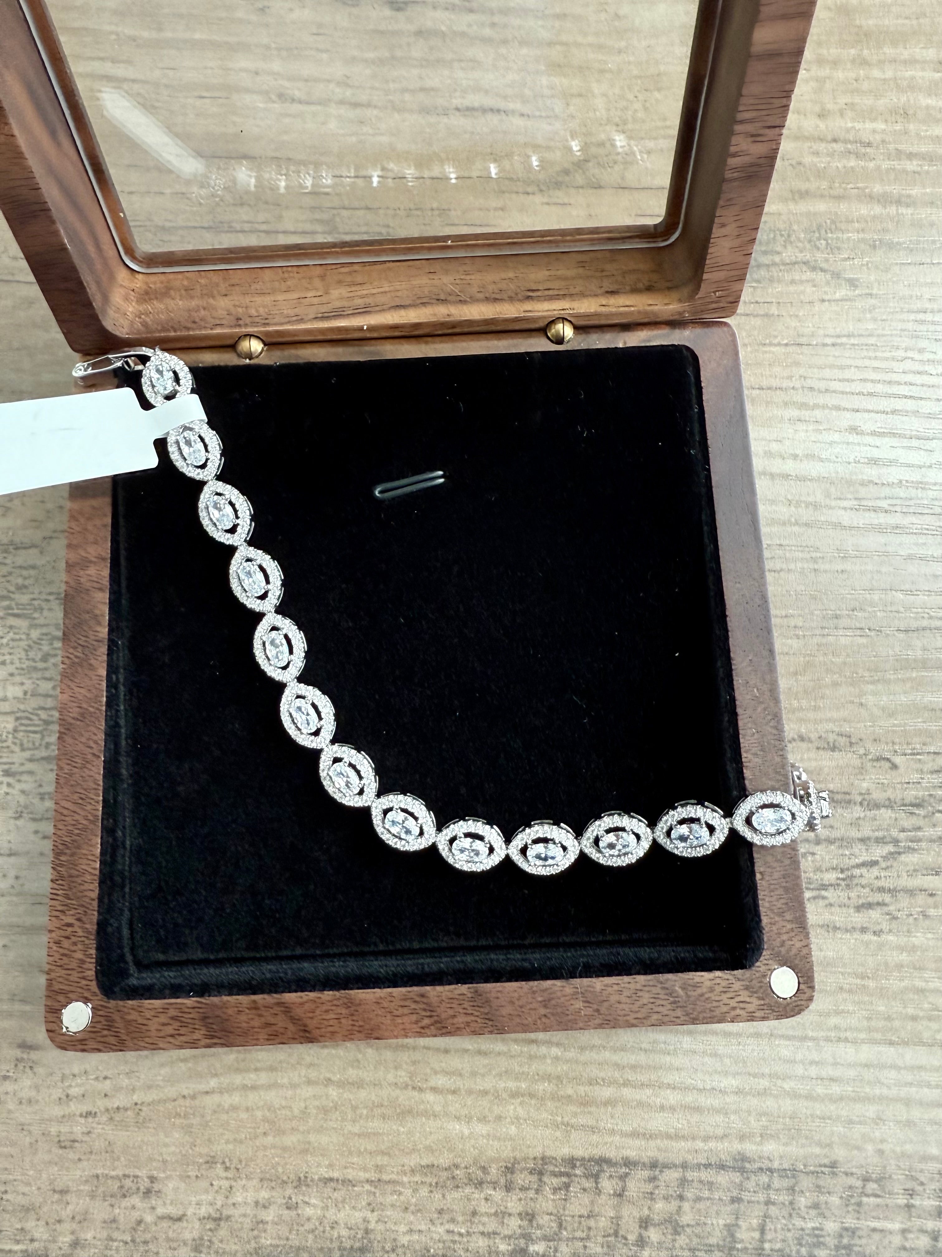 Vetra Halo Tennis Bracelet on pure 925 Silver