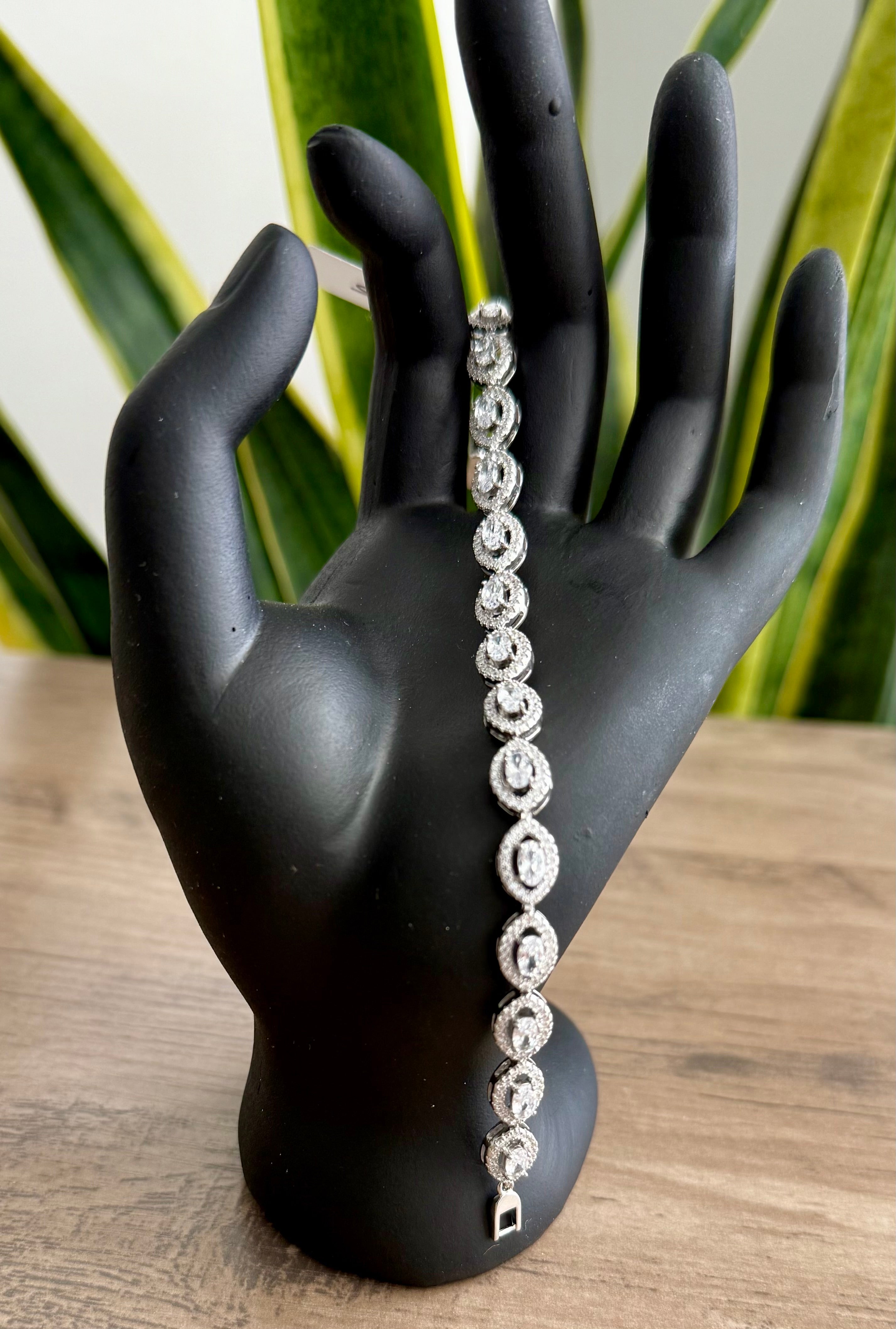 Vetra Halo Tennis Bracelet on pure 925 Silver