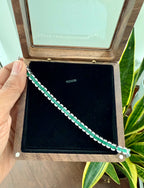 Saine Green Emerald and Diamond Bracelet on pure 925 Silver