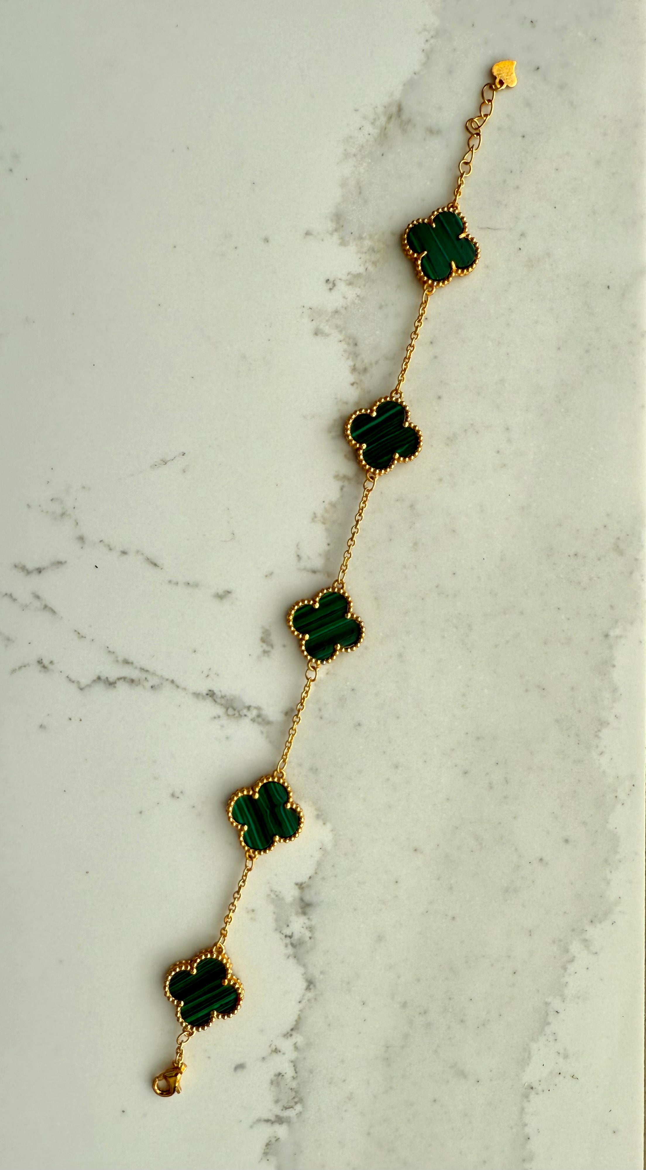 Elura Green Clover Bracelet on pure 925 silver