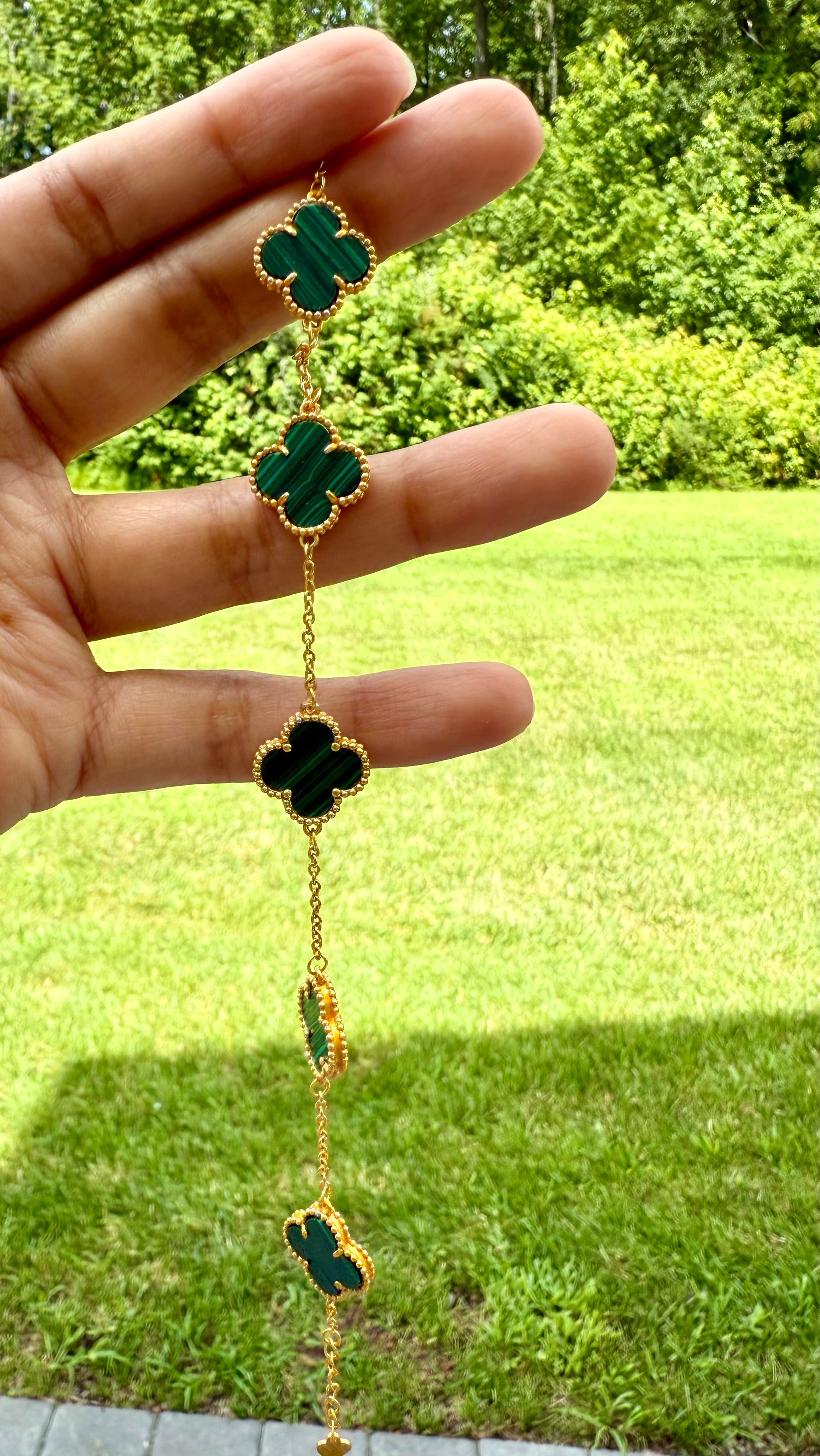 Elura Green Clover Bracelet on pure 925 silver