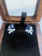 Ultra Premium CORIN Hydro Blue Sapphire Drop Solitaire Crystal Earrings on Pure 925 Silver