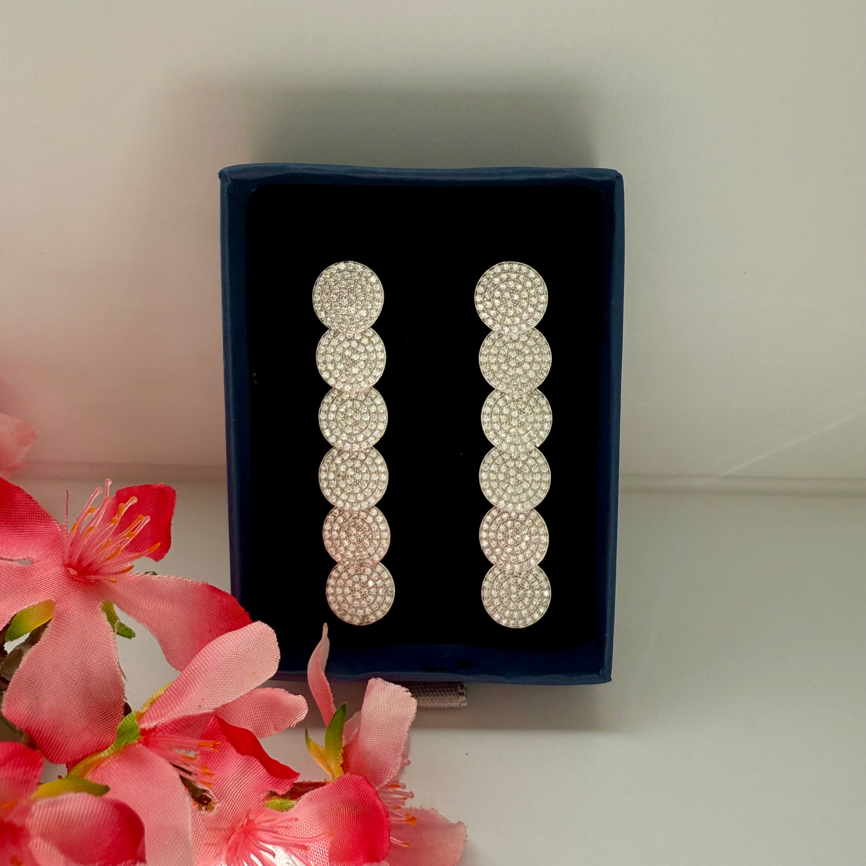 AURI Layered Diamond Earrings in pure 925 Silver