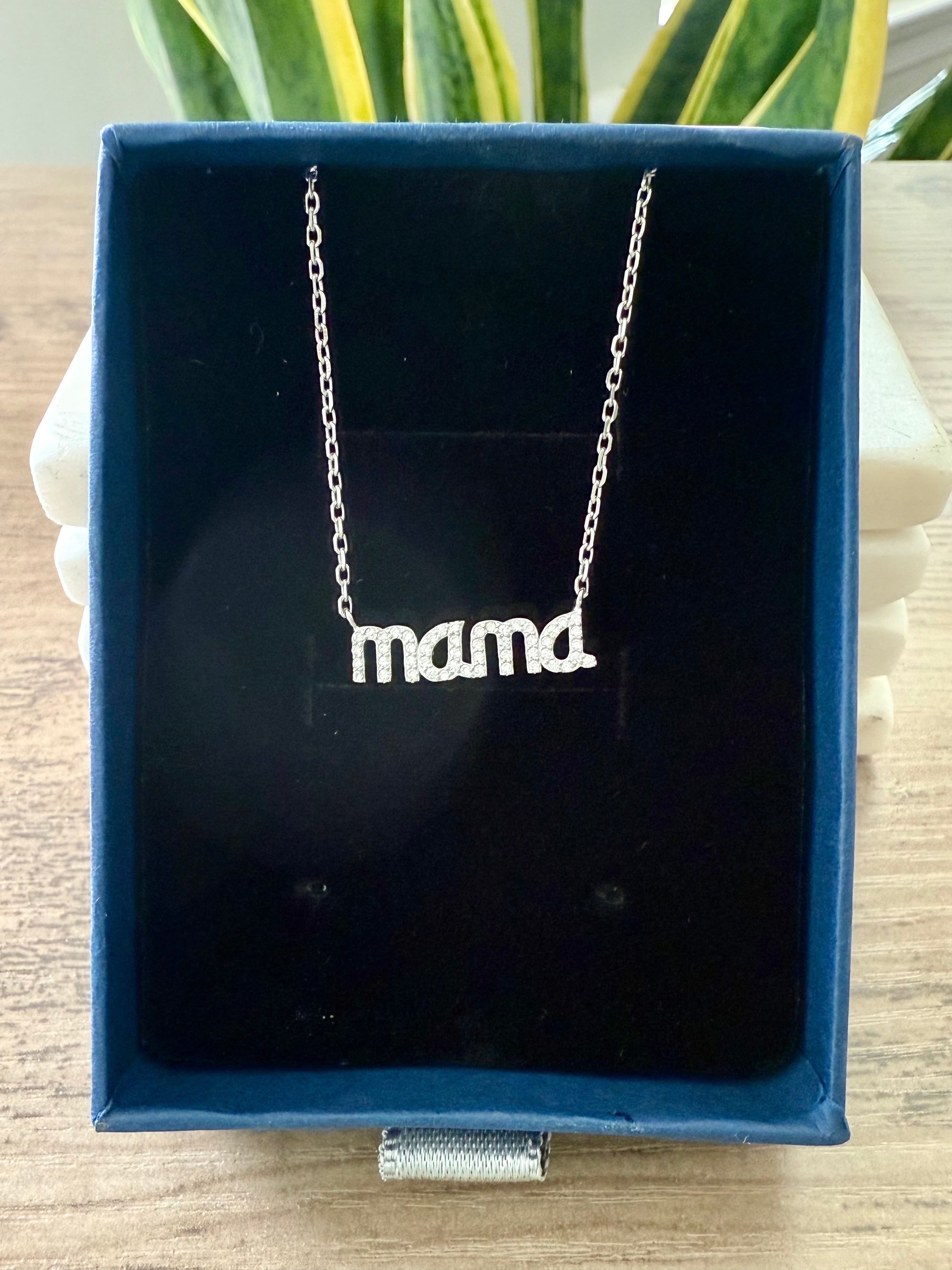 Studded Mama Pendant with chain on Pure 925 Silver