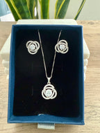 White Gold Finish Intertwined Cluster Solitaire EIRA Pendant Set on pure 925 Silver