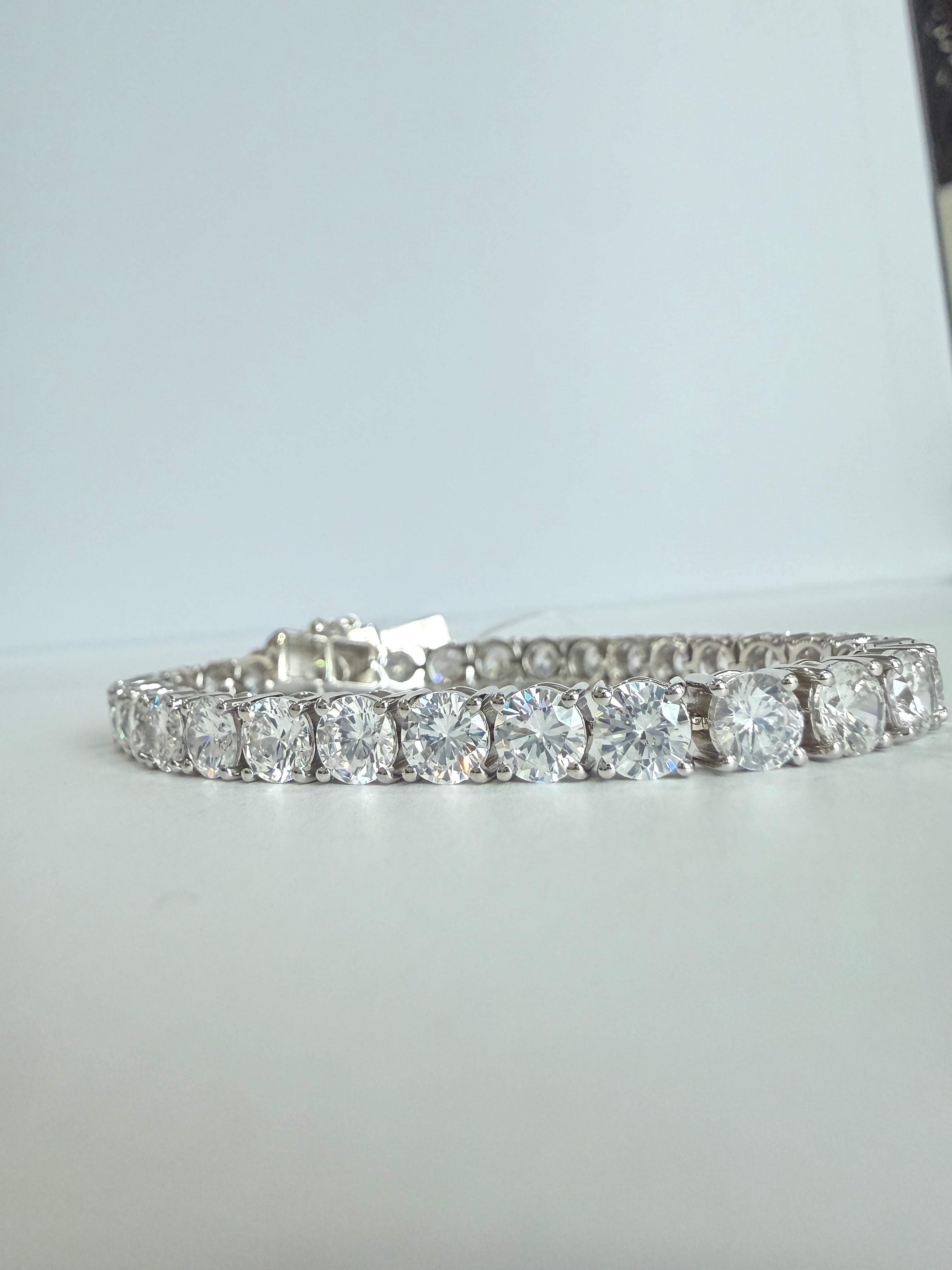 Athena 50 Pointer 50 Pointer Premium White Gold Finish Classic Solitaire Tennis Bracelet on Pure 925 Silver