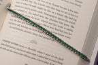 Saine Green Emerald and Diamond Bracelet on pure 925 Silver