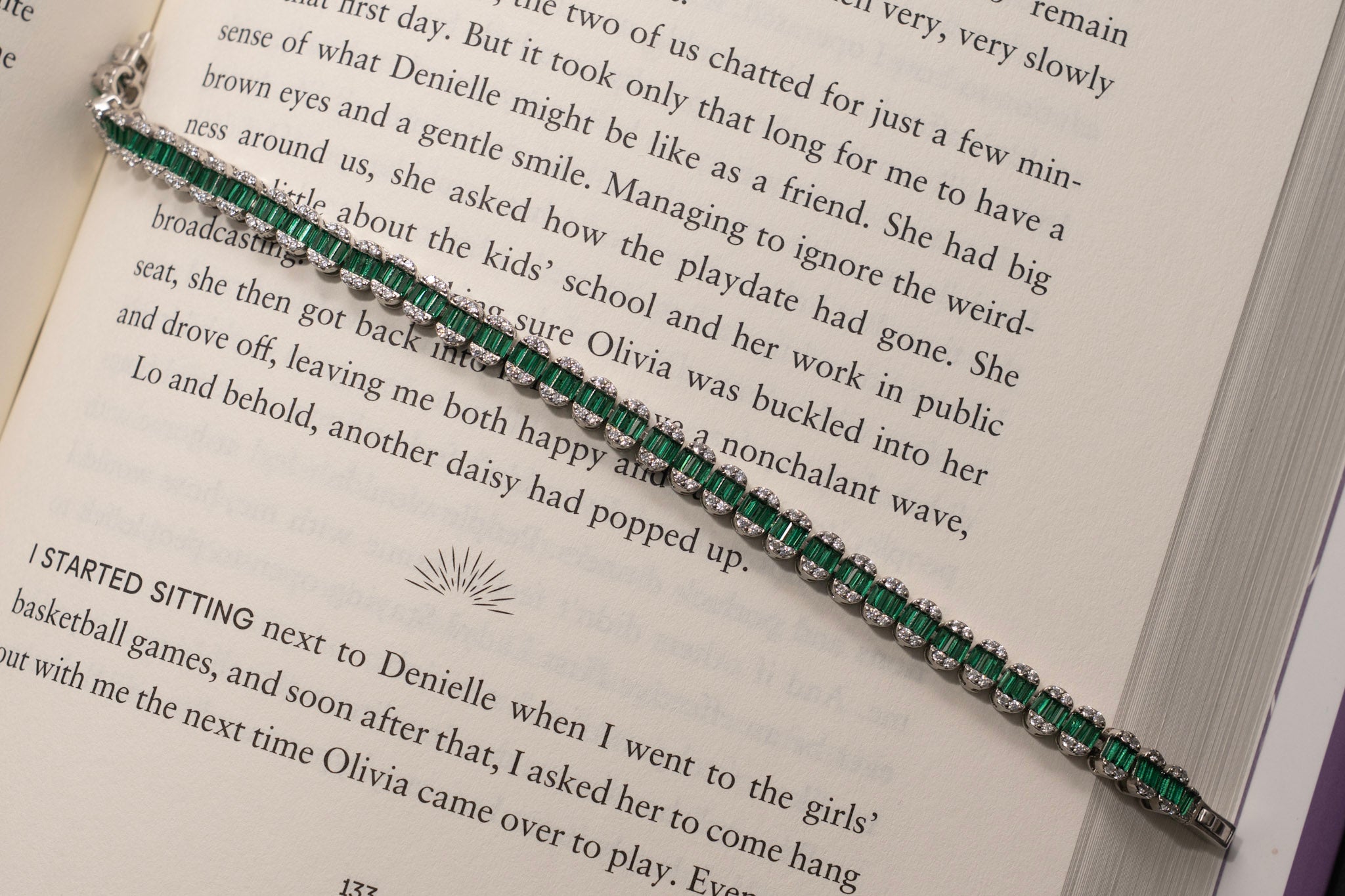 Saine Green Emerald and Diamond Bracelet on pure 925 Silver