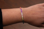 Celon Premium White Gold Finish Classic Multicolored Solitaire Tennis Bracelet on Pure 925 Silver