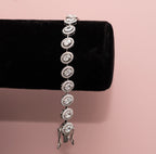 Premium 50 Pointer Oval Solitaire Tennis Bracelet with Diamond Cluster on Pure 925 Silver