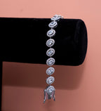 Premium 50 Pointer Oval Solitaire Tennis Bracelet with Diamond Cluster on Pure 925 Silver