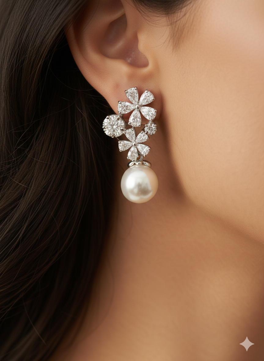 Fresh Water Pearl Elara Studs on Pure 925 Silver