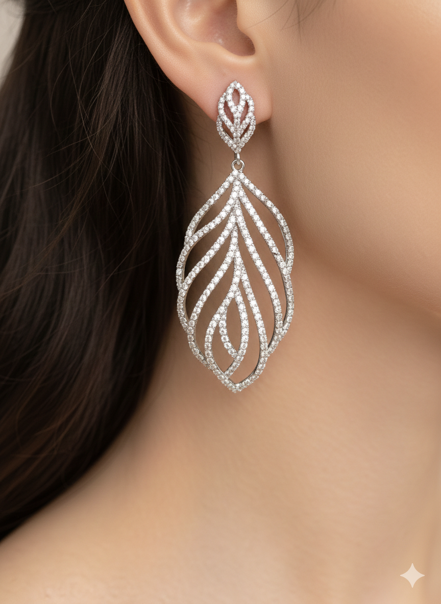 Signature Elevated Leaf Earrings on Pure 925 Silver