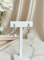 RHEA Pearl Huggies on Pure 925 Silver