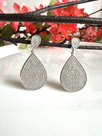 Pave Setting Nera Double Drop Earrings on pure 925 Silver