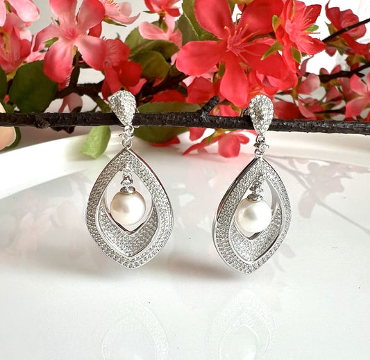 Pearl Drop Long Earrings