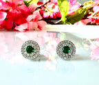 Studded Green Emerald Georgia Studs with Centre Green Emerald on Pure 925 Silver.