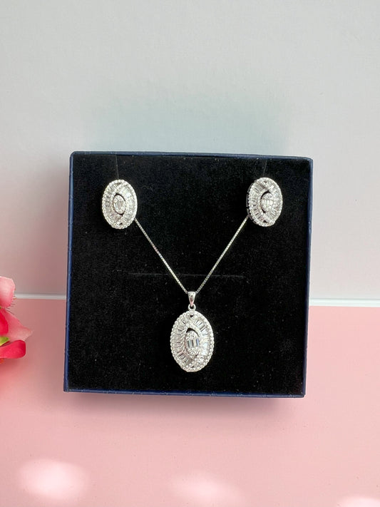 Diamond Baguette Pendant Set