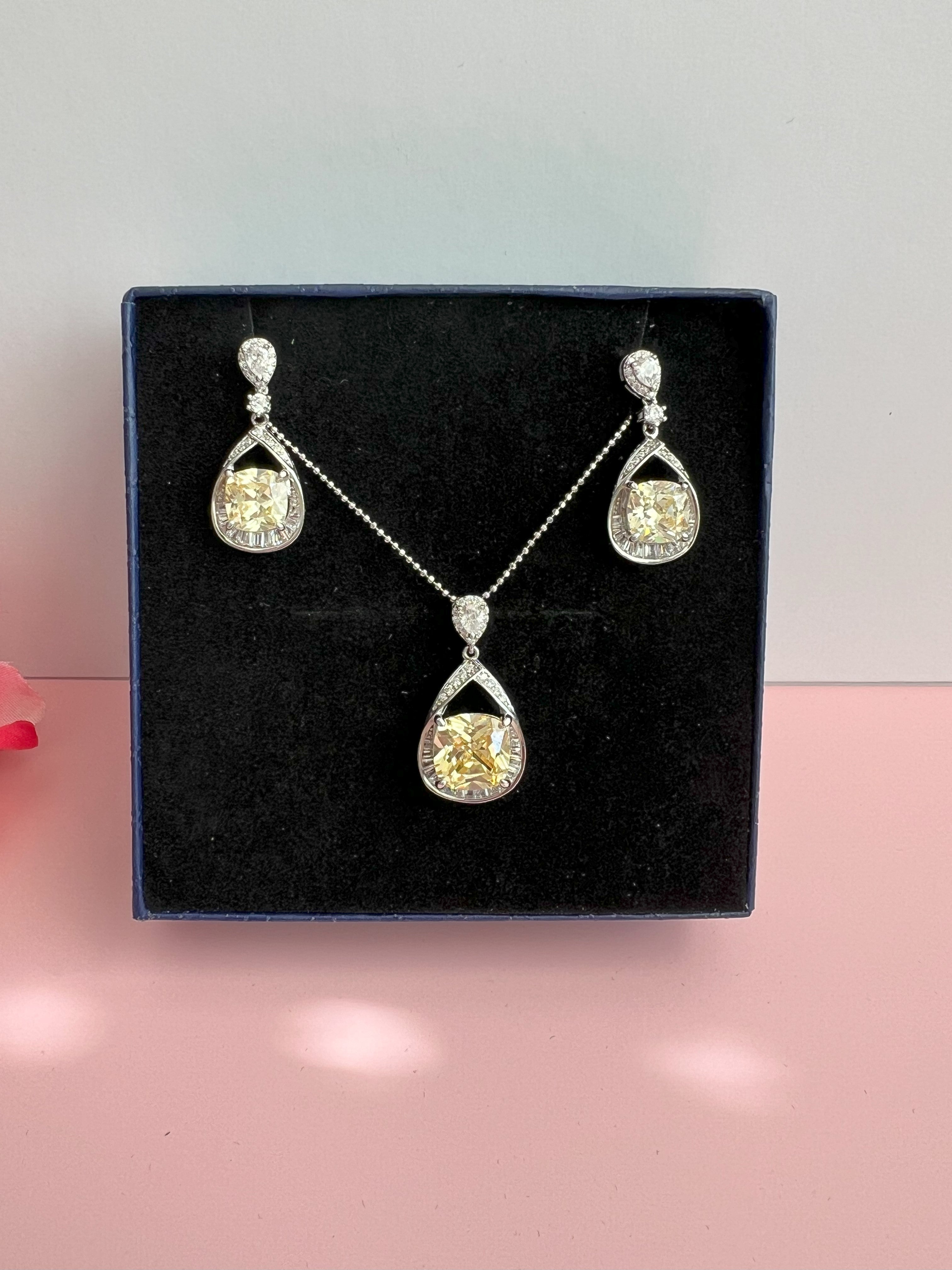 Yellow Diamond Selzar Pendant Set on pure 925 Silver
