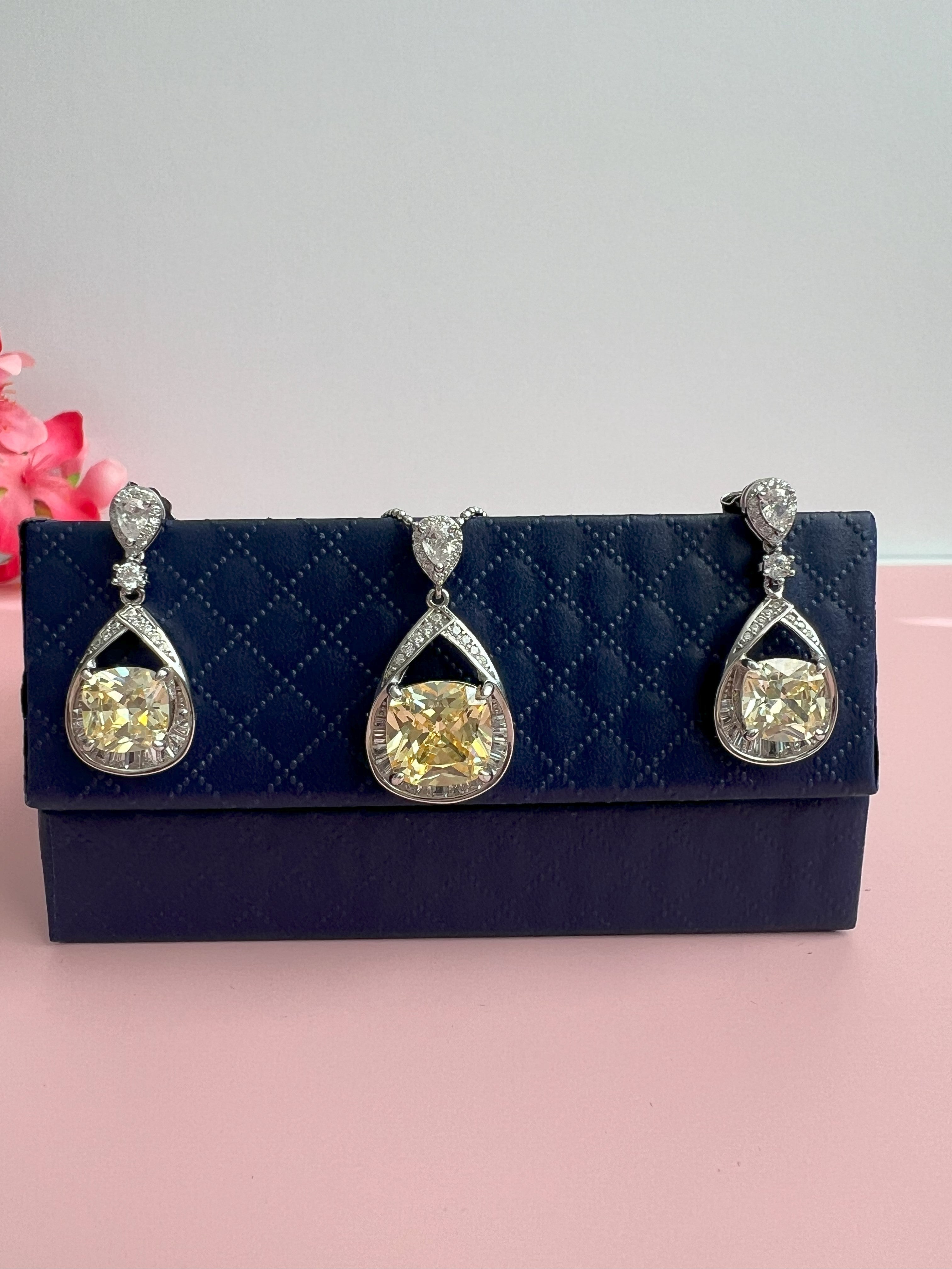 Yellow Diamond Selzar Pendant Set on pure 925 Silver