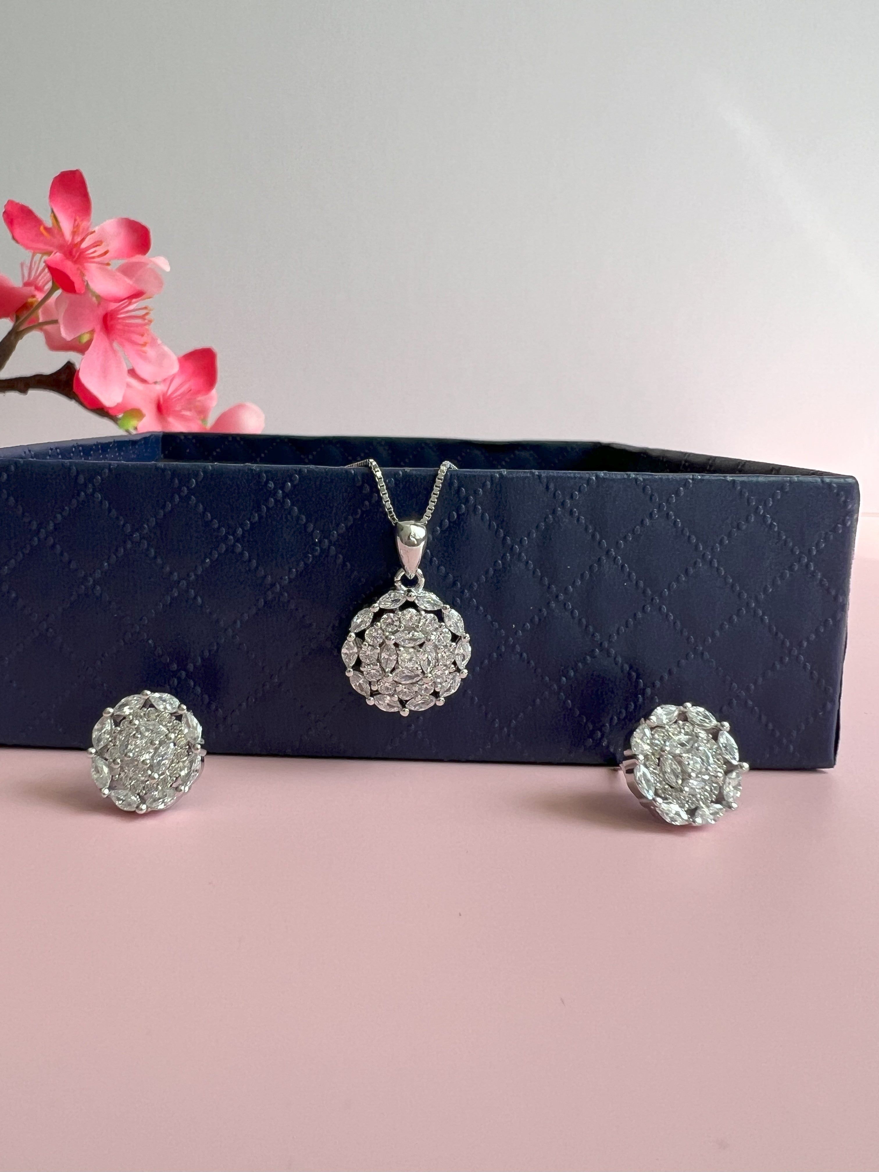 Marquise Diamond Pendant Set on Pure 925 Silver