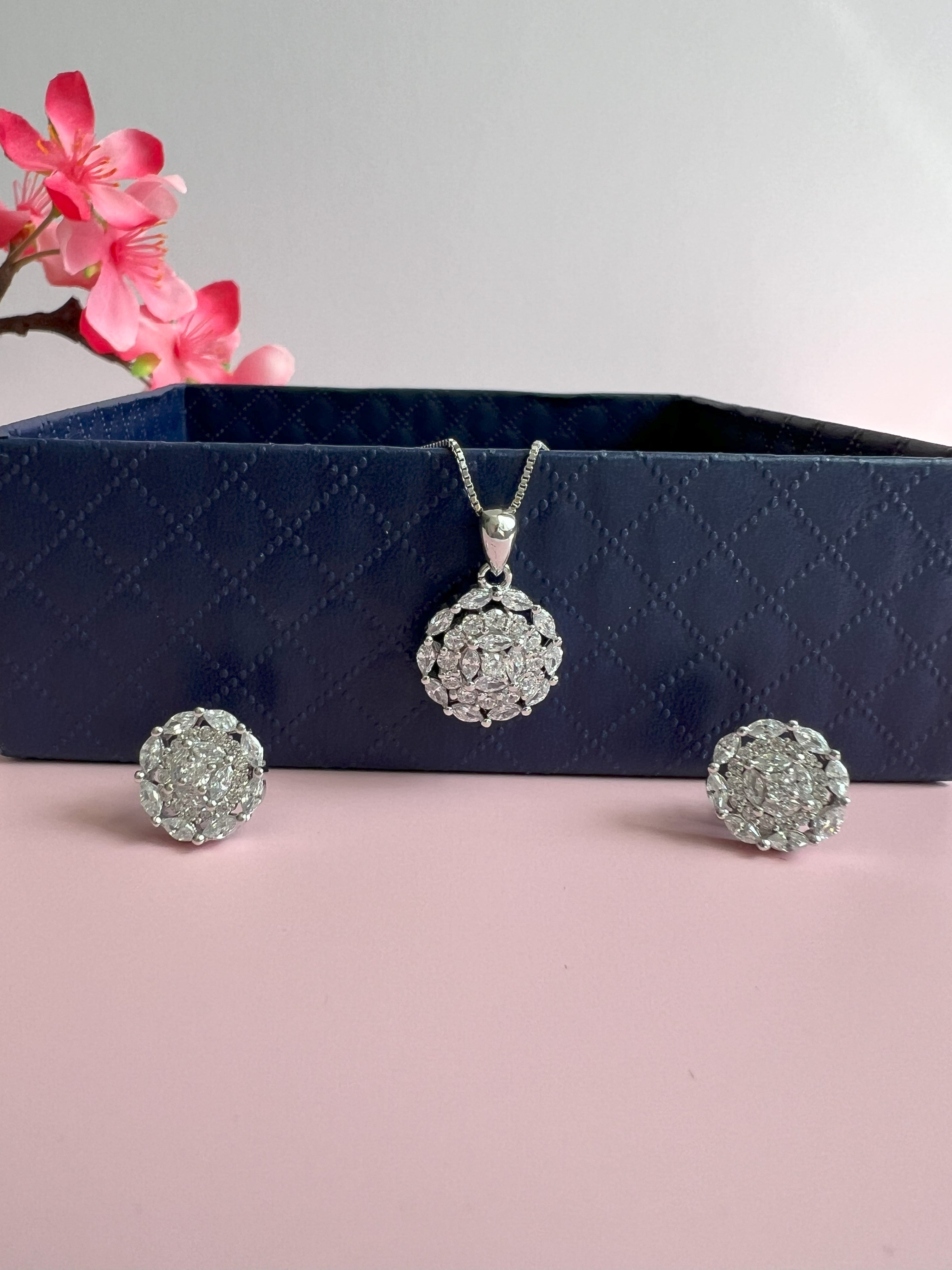Marquise Diamond Pendant Set on Pure 925 Silver