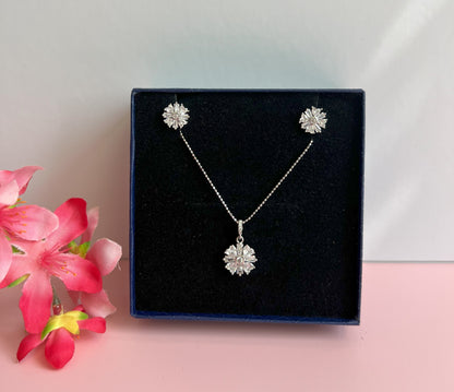 VANYA Heart and Baguette Solitaire Pendant Set
