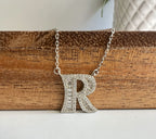 Studded Initial Pendants on Pure 925 Silver