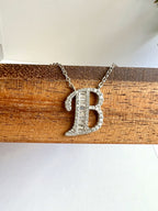 Studded Initial Pendants on Pure 925 Silver
