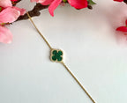 Celin Green Single Clover Bracelet on pure 925 silver