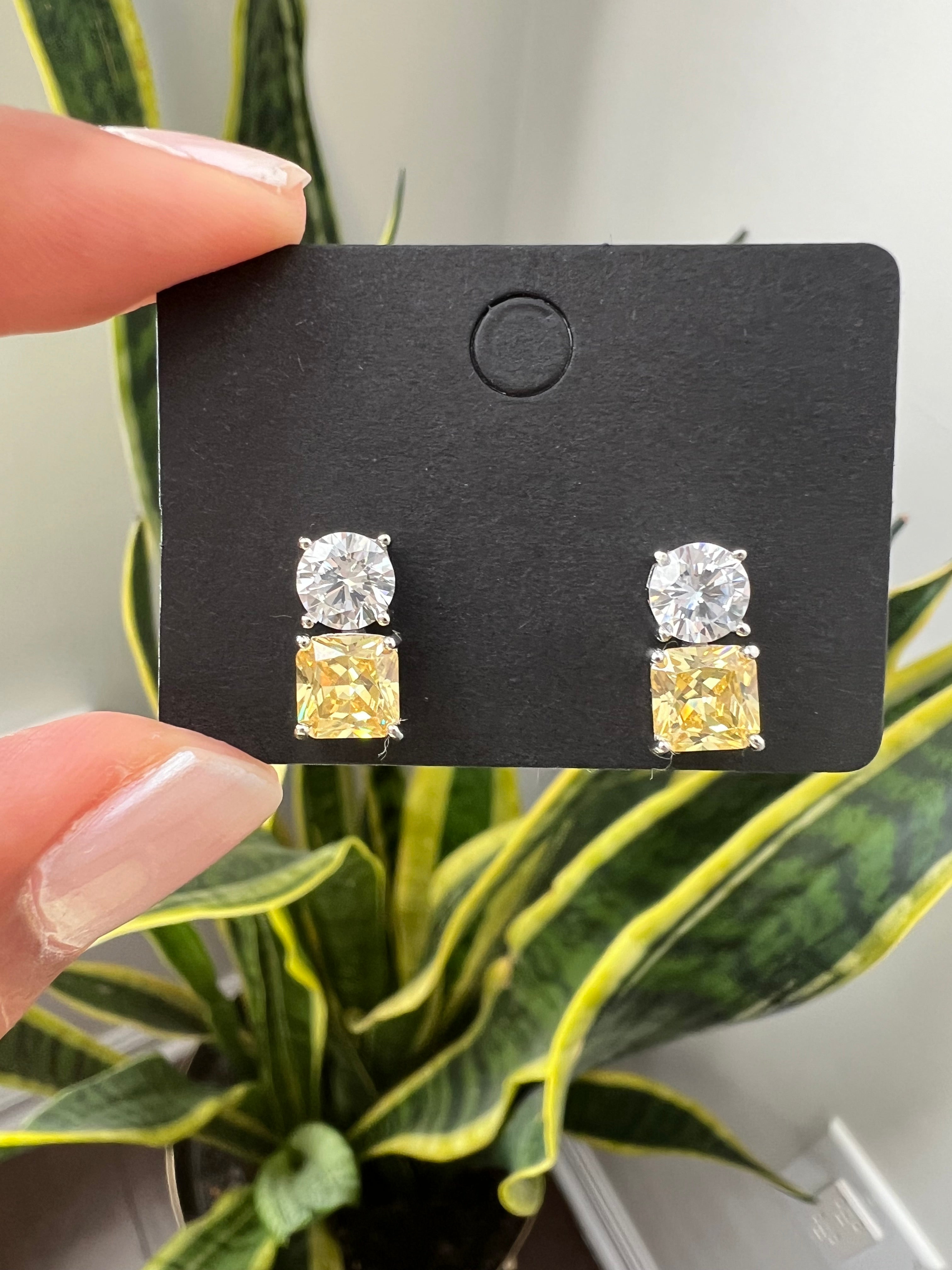 Yellow Diamond Earrings on pure 925 Silver