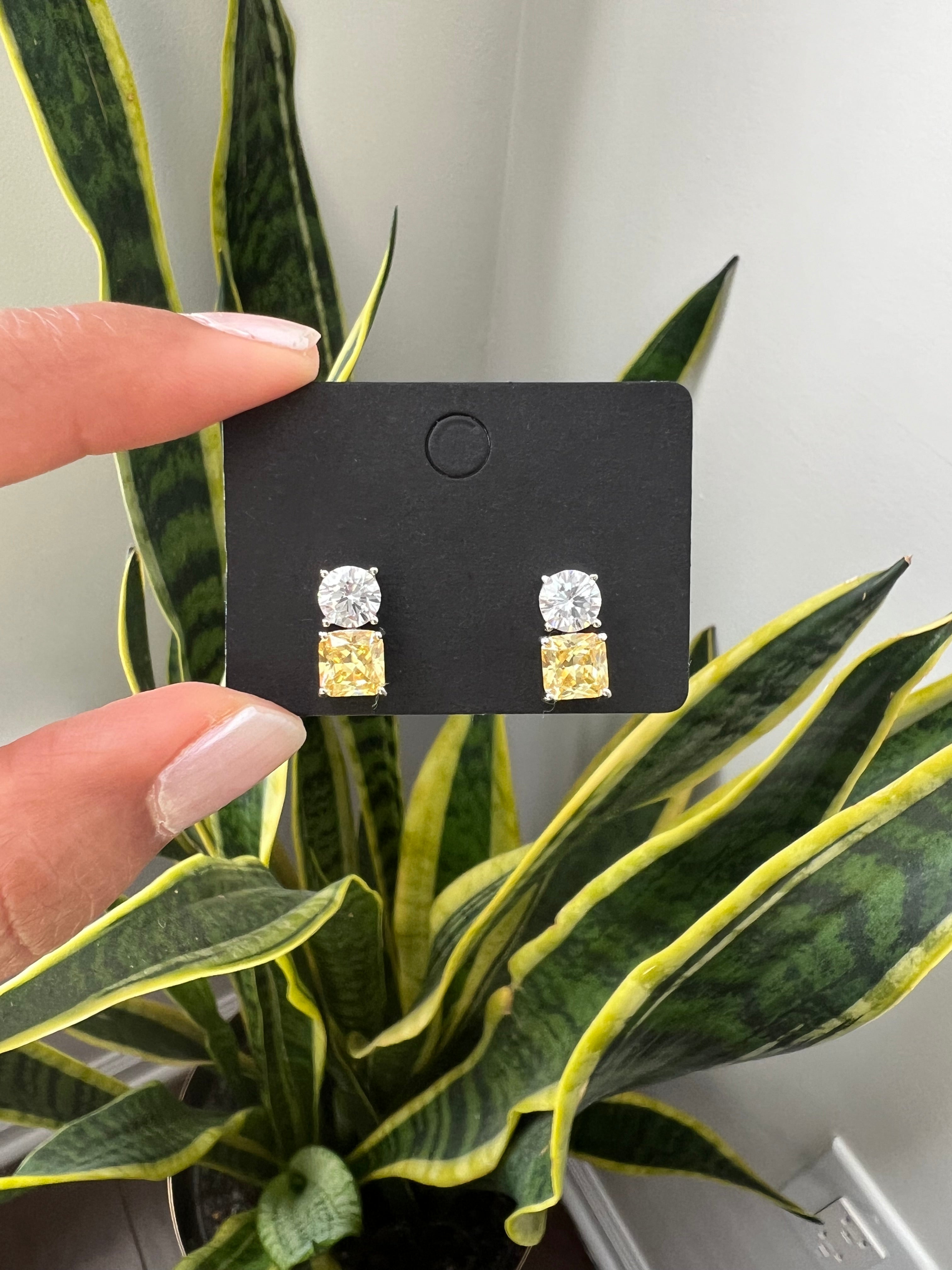 Yellow Diamond Earrings on pure 925 Silver