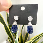Blue Sapphire SOFIE Drop Earrings on pure 925 Silver