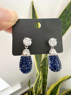 Blue Sapphire SOFIE Drop Earrings on pure 925 Silver