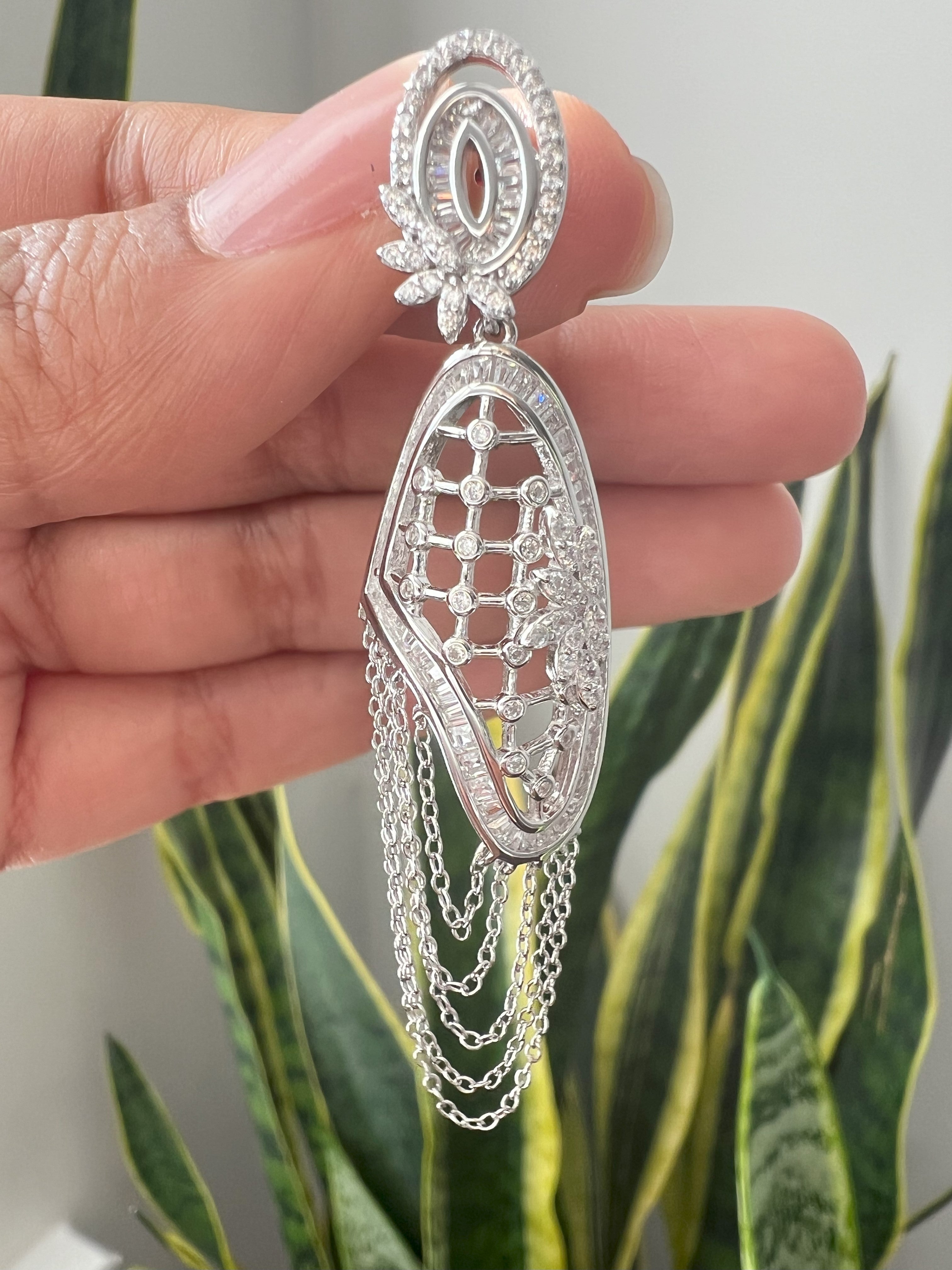 ANIRA Long Danglers with flowers on Pure 925 Silver