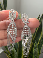 ANIRA Long Danglers with flowers on Pure 925 Silver