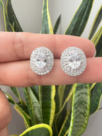 Oval Solitaire Studs on Pure 925 Silver