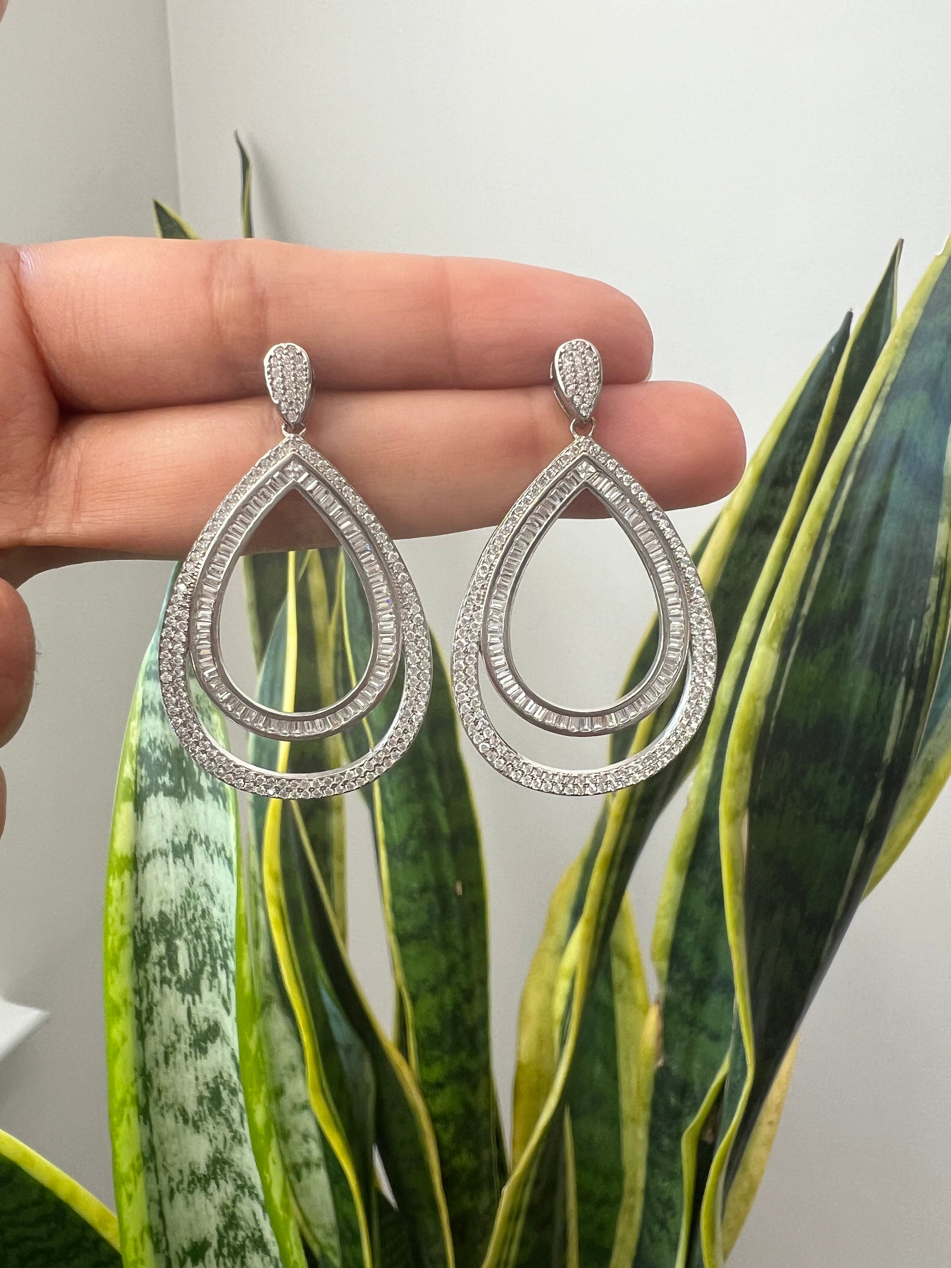 Aqua Double Drop Earrings