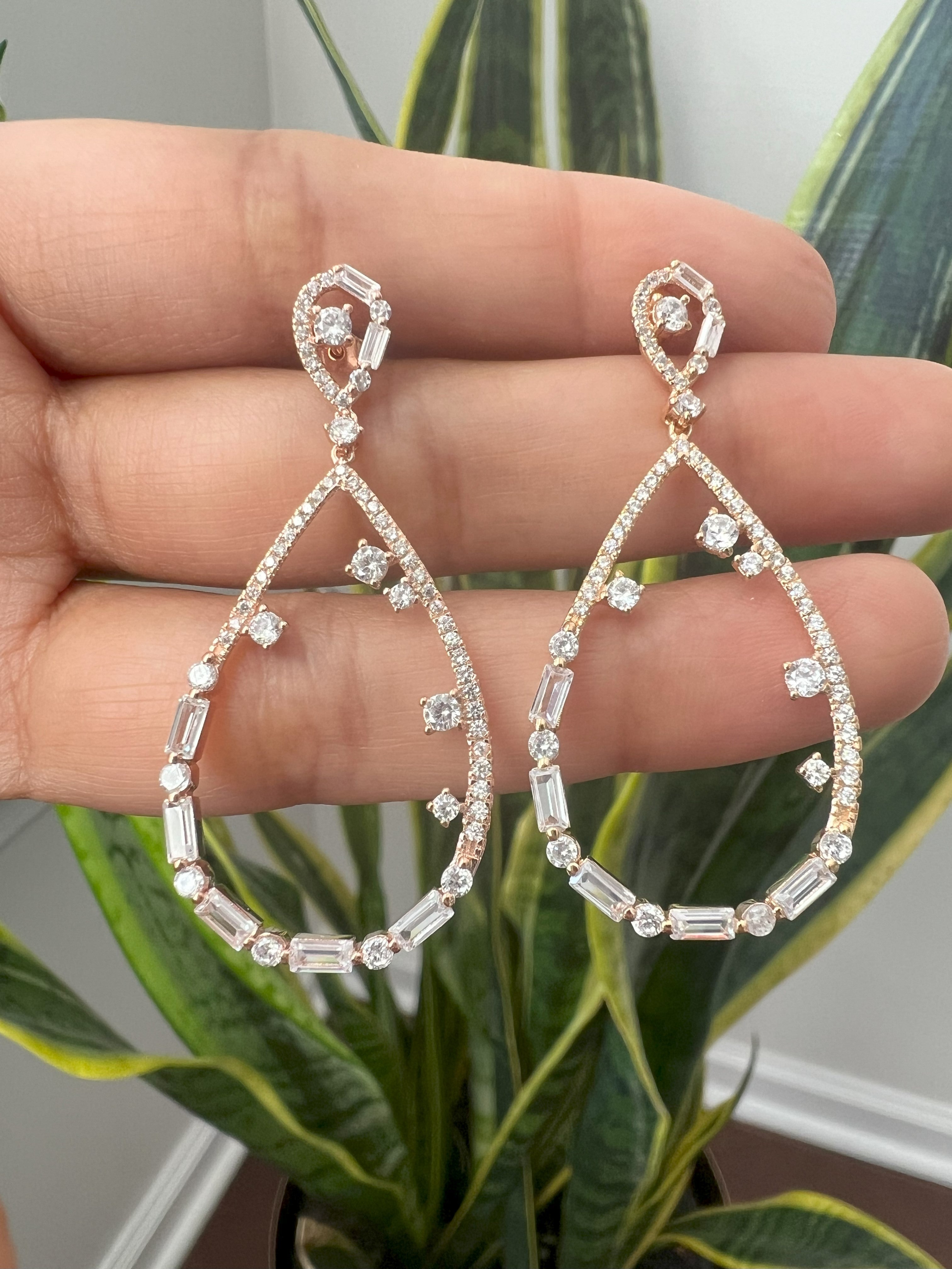 Champage Gold drop Earrings on pure 925 Silver