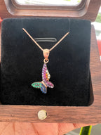Papil Rose Gold Butterfly Pendant with Chain on pure 925 Silver