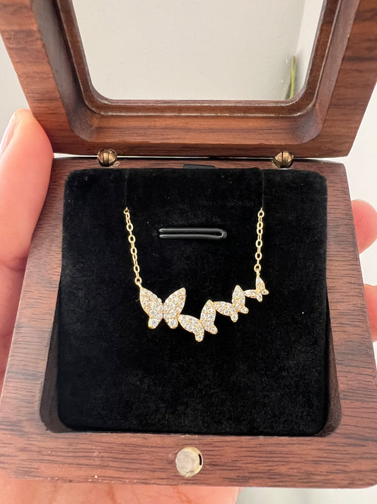 4 Butterflies pendant in 14k Gold finish