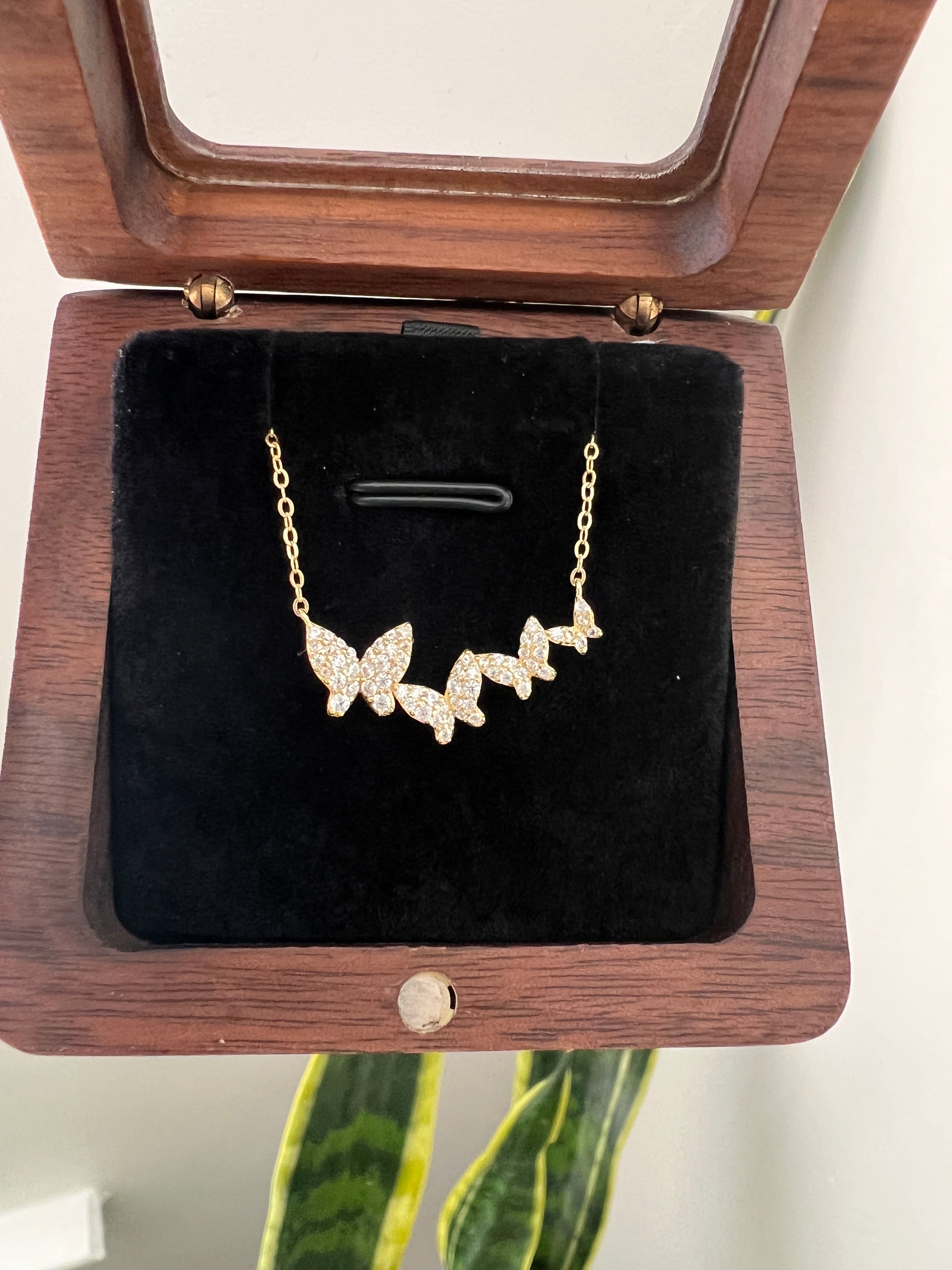 Mila 4 Butterflies pendant in 14k Gold finish on pure 925 Silver