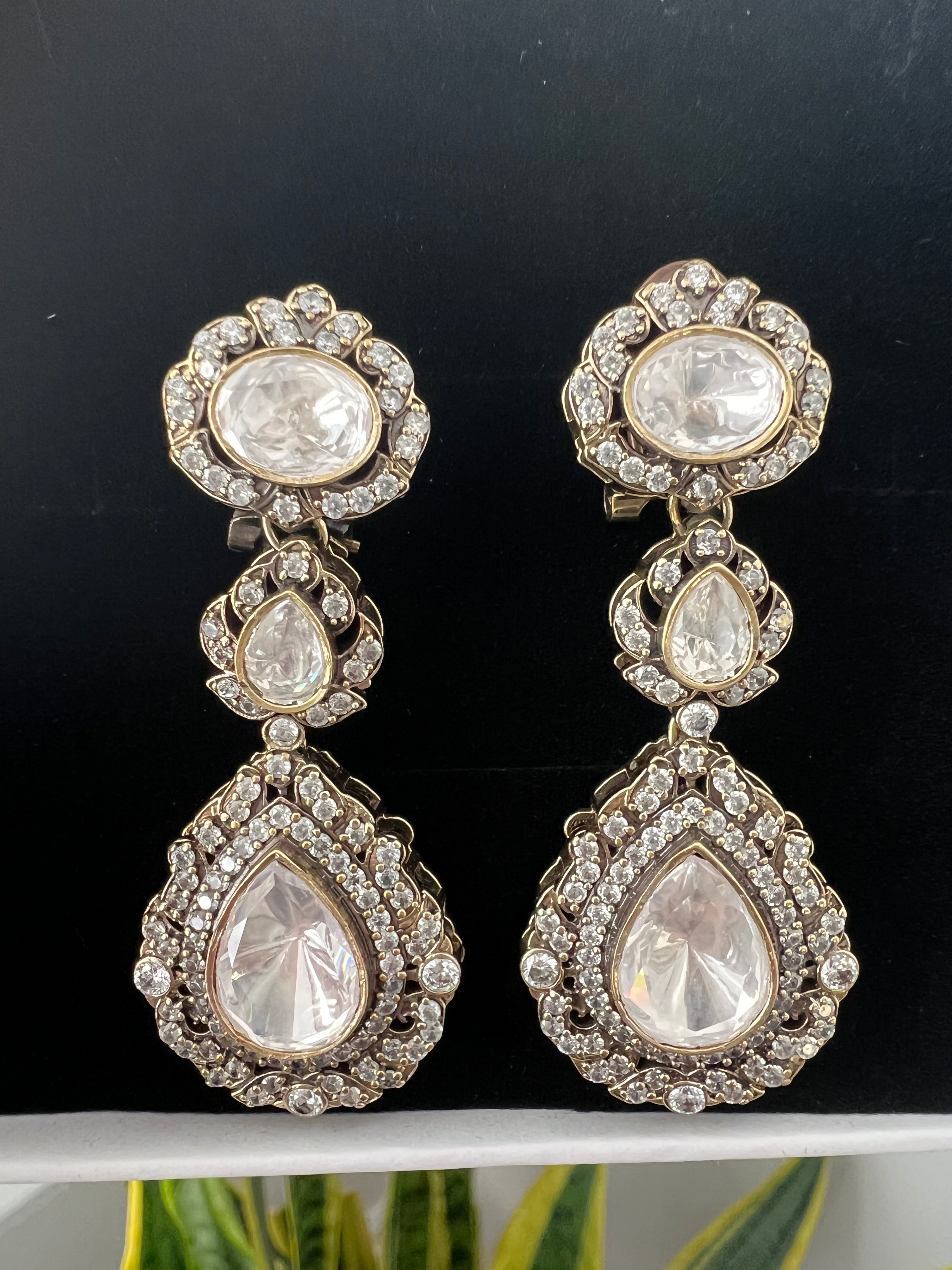 Antique Finish Polki Earrings