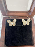 Butterfly Earrings with Diamond in 14k Gold Finish