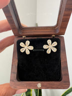 Flower Petal Studs in 14k Gold Finish